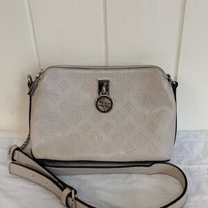Guess Cream Crossbody Bag with Logo Pattern